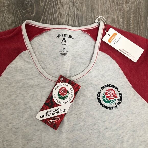NWT Tournament of Roses Pasadena CA Womens Red Gray Short Sleeve T-Shirt Size M - Picture 2 of 10
